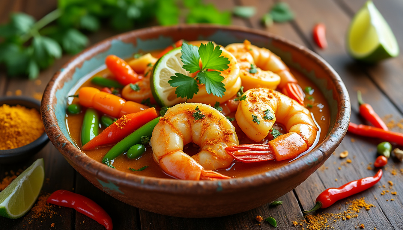 découvrez notre délicieuse recette de curry de crevettes aux légumes croquants, un plat halal savoureux et plein de couleurs. facile à préparer, il ravira vos papilles avec ses épices parfumées et sa texture croquante. parfait pour un dîner en famille ou entre amis!