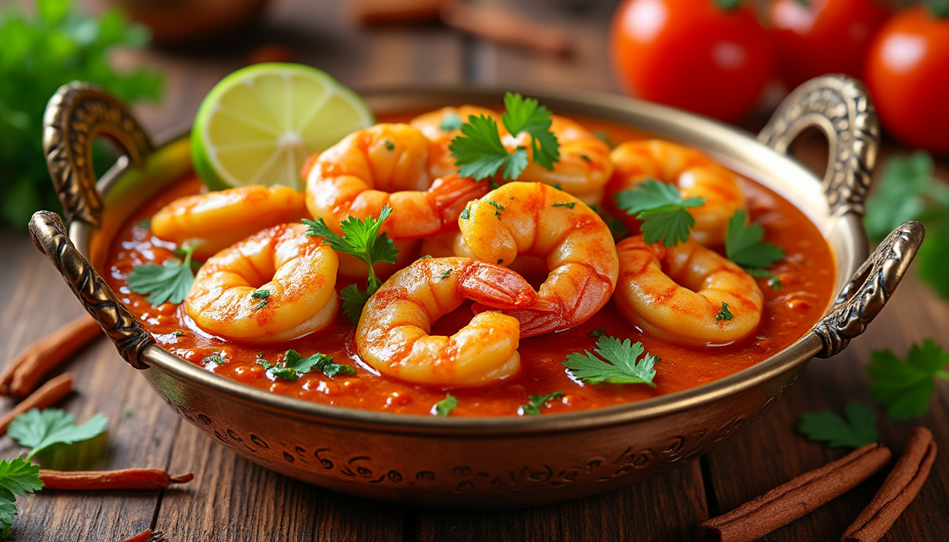 découvrez notre délicieuse recette de curry de crevettes aux tomates halal ! un plat savoureux qui marie des crevettes juteuses et des tomates fraîches, parfumé d'épices exotiques, idéal pour un repas convivial. facile à préparer, ce curry ravira vos papilles et celles de vos convives.