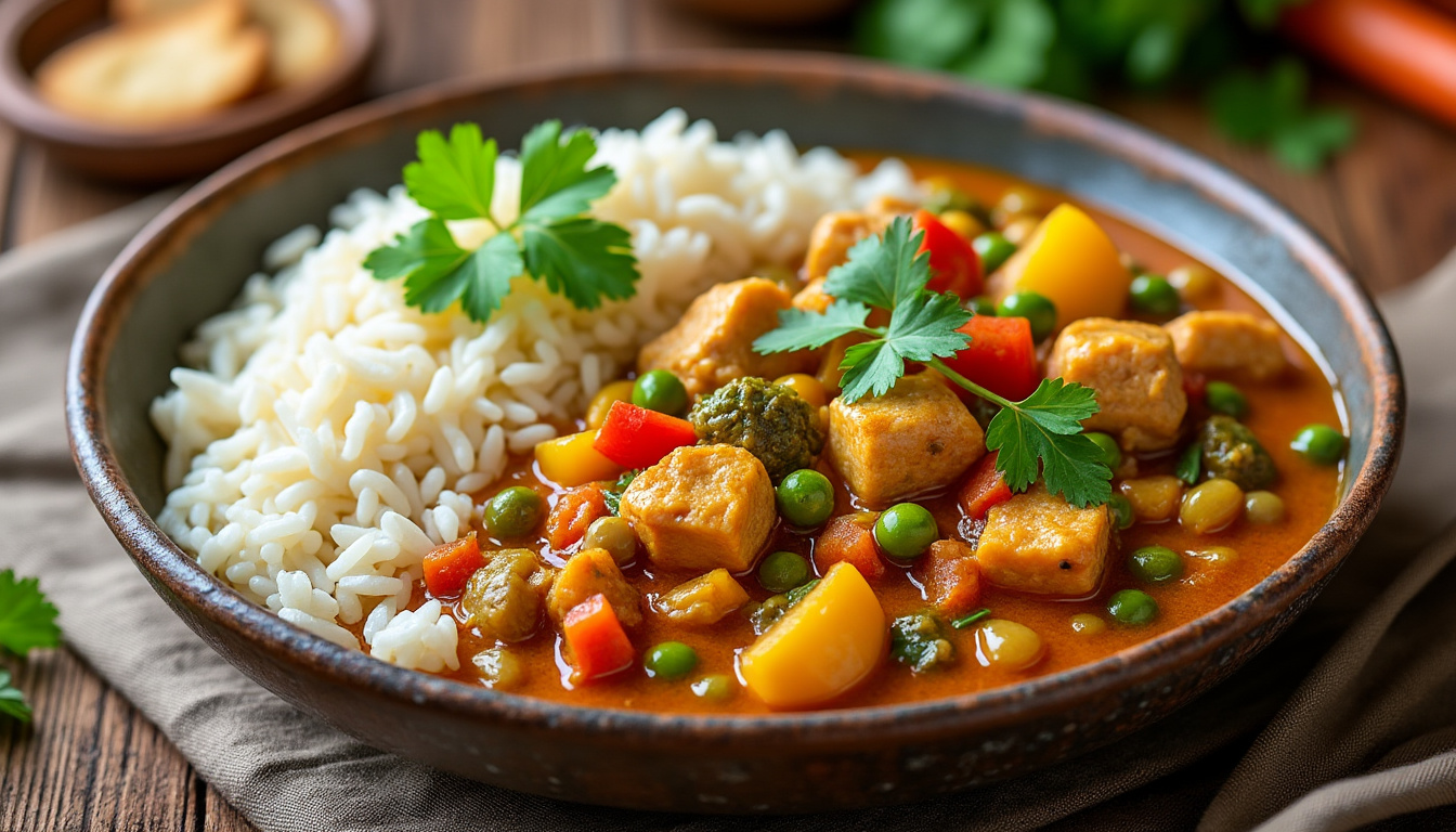 découvrez notre délicieuse recette de curry de dinde aux légumes et lentilles halal. simple à préparer, ce plat savoureux allie tendreté de la dinde et richesse des légumes, le tout agrémenté d'épices exotiques. idéal pour un repas nourrissant et équilibré en famille ou entre amis !