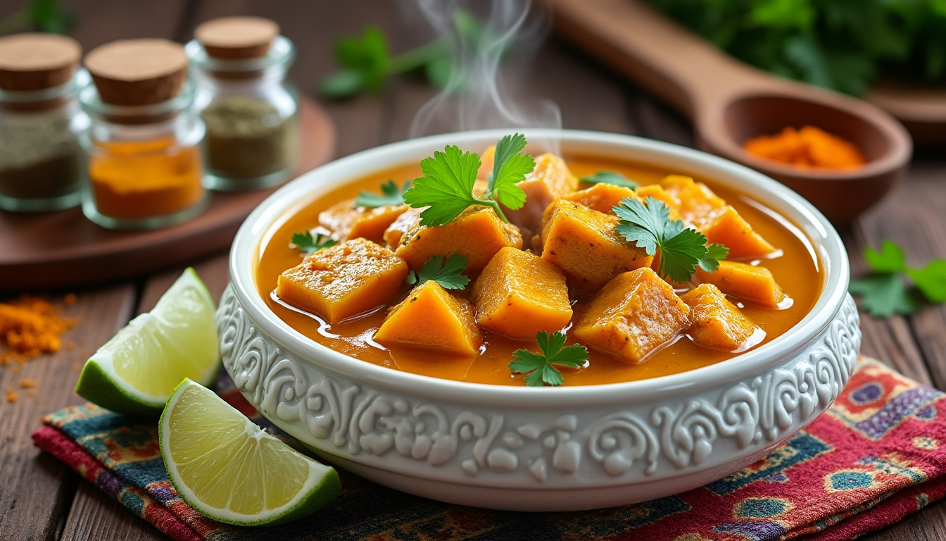 découvrez notre délicieuse recette de curry de dinde aux patates douces halal. un plat savoureux et réconfortant, parfait pour un repas en famille. facile à préparer, ce curry allie le goût tendre de la dinde à la douceur des patates douces, le tout relevé d'épices aromatiques. à essayer sans attendre pour un dîner plein de saveurs !