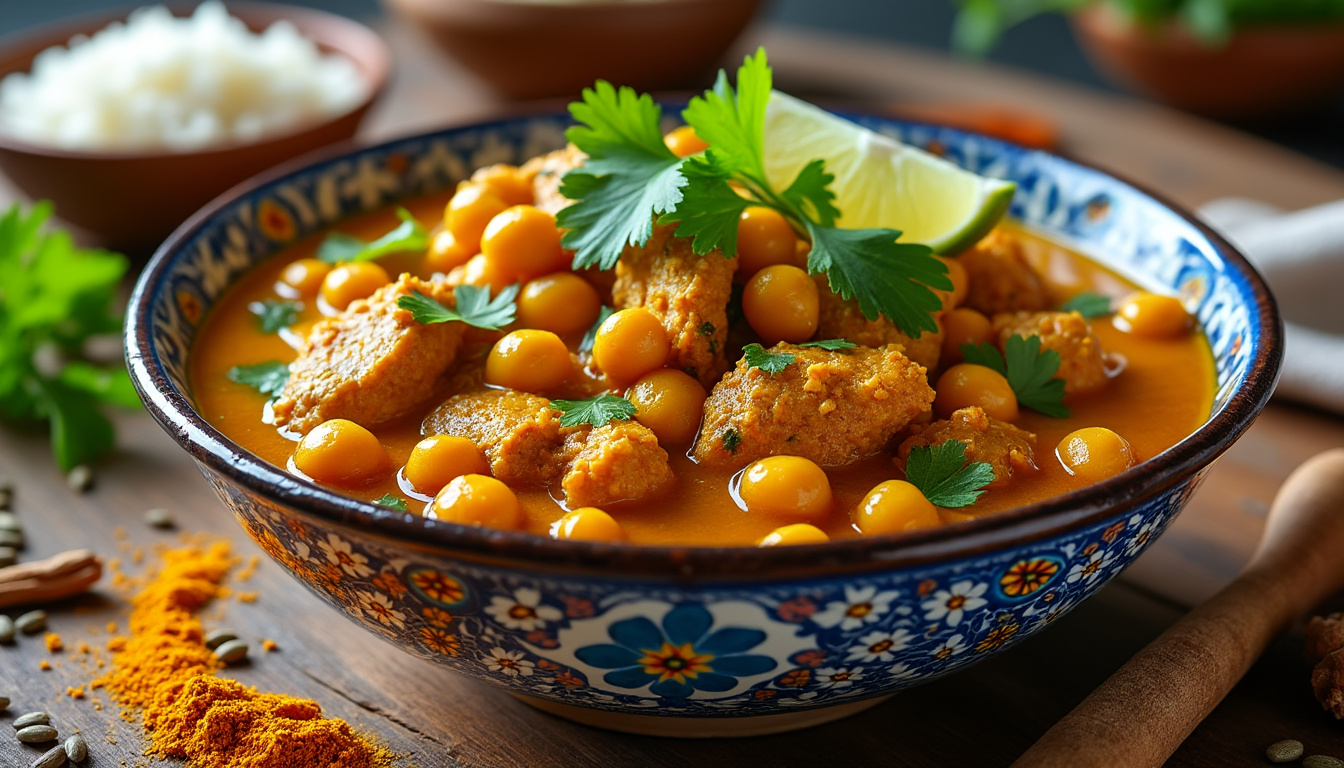 découvrez une délicieuse recette de curry de dinde aux pois chiches halal, idéale pour les amateurs de saveurs épicées. un plat nutritif et savoureux qui réchauffe les cœurs, facile à préparer pour un repas convivial en famille ou entre amis.