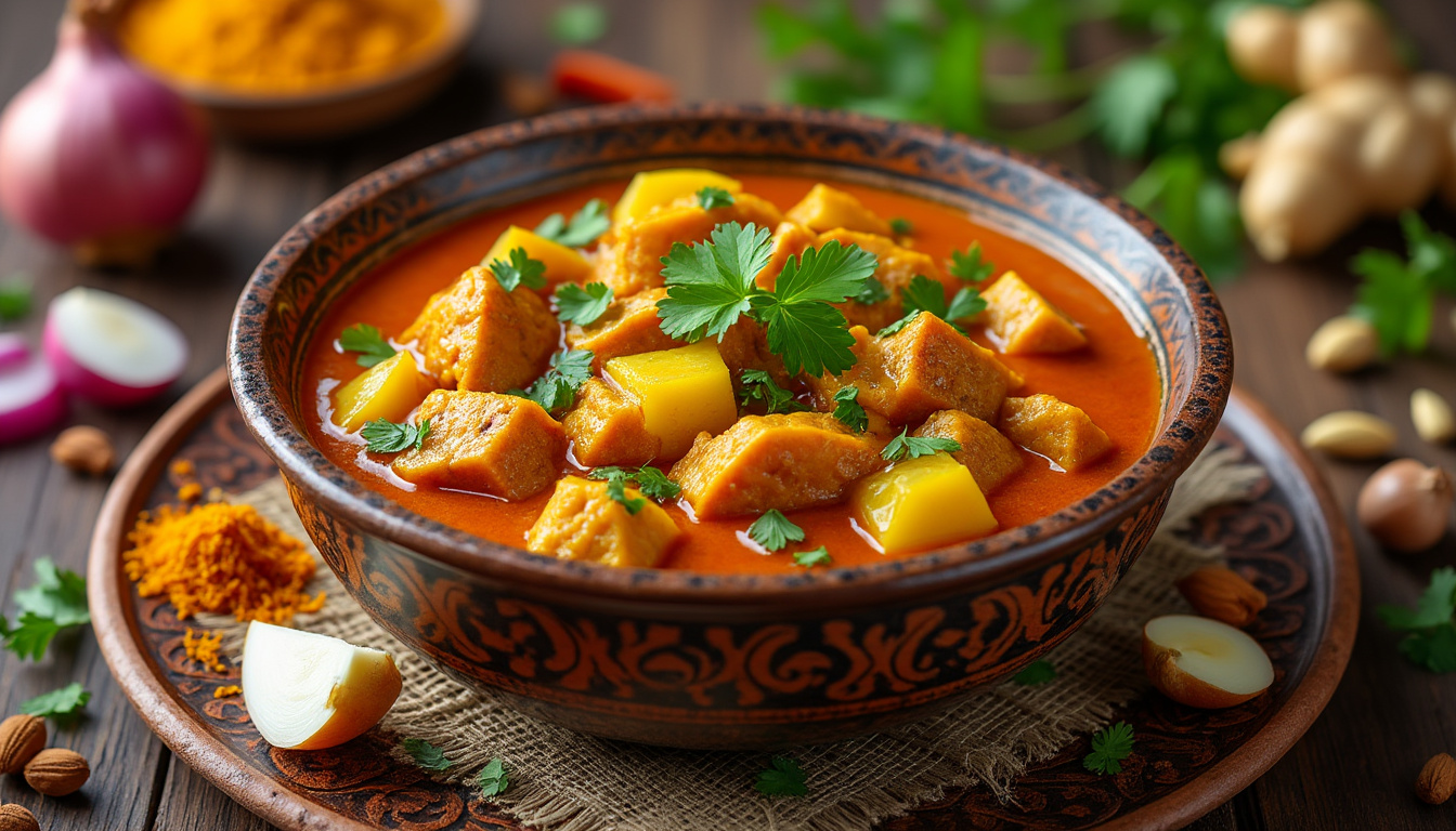 découvrez notre délicieuse recette de curry de dinde aux pommes de terre halal, un plat savoureux et réconfortant qui ravira vos papilles. facile à réaliser, cette recette combine des spices riches et des ingrédients frais pour un repas plein de saveurs. parfait pour les repas en famille ou entre amis !