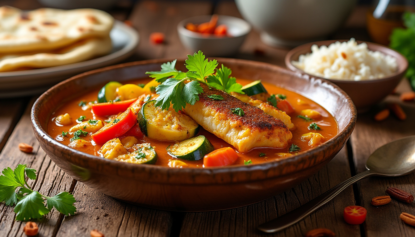découvrez notre délicieuse recette de curry de poisson aux légumes colorés halal. un plat savoureux et coloré qui allie des ingrédients frais et épicés pour une explosion de saveurs. parfait pour un dîner en famille ou entre amis !