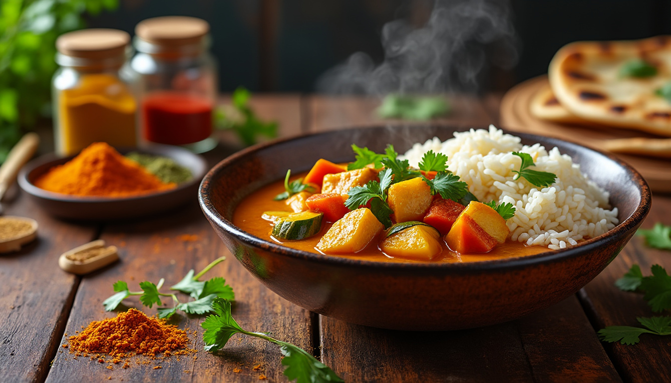 découvrez notre délicieuse recette de curry de poisson aux légumes colorés halal. un plat savoureux et nutritif qui allie des épices exotiques et des ingrédients frais pour une expérience culinaire inoubliable.
