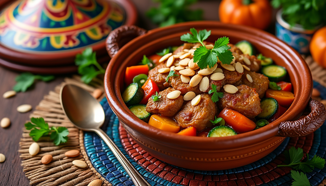 découvrez notre délicieuse recette de tajine de dinde aux légumes et amandes halal. un plat savoureux et réconfortant, idéal pour vos repas en famille. préparez-vous à émerveiller vos convives avec cette combinaison exquise de saveurs, parfaite pour toutes les occasions.