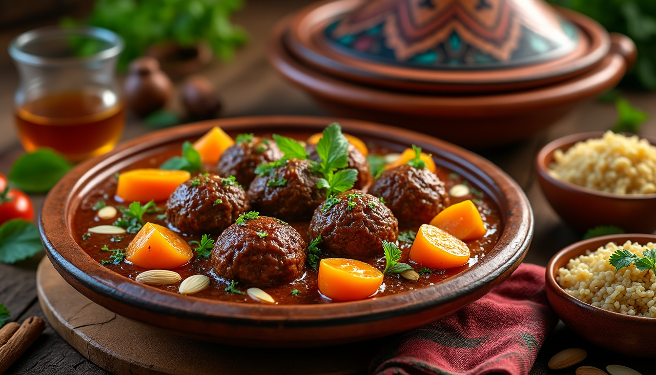 découvrez notre savoureuse recette de tajine de kefta aux abricots et miel halal, une délicieuse fusion de saveurs sucrées et salées. idéale pour vos repas en famille ou entre amis, cette recette facile à réaliser vous transportera directement au cœur des traditions culinaires marocaines.