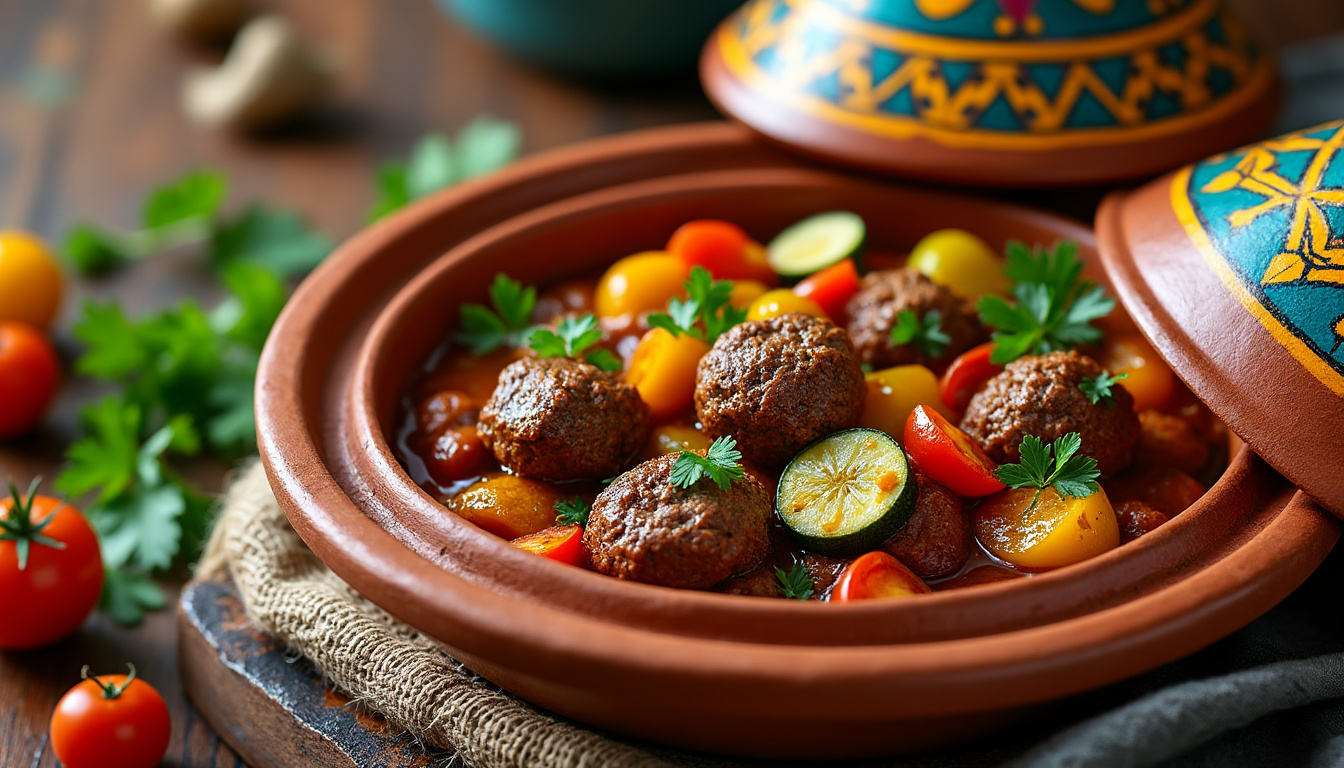 découvrez notre délicieuse recette de tajine de kefta aux légumes d’été halal. un plat savoureux et coloré qui marie des saveurs authentiques, parfait pour égayer vos repas estivaux. facile à préparer, il ravira vos convives et mettra en avant la richesse de la cuisine méditerranéenne.