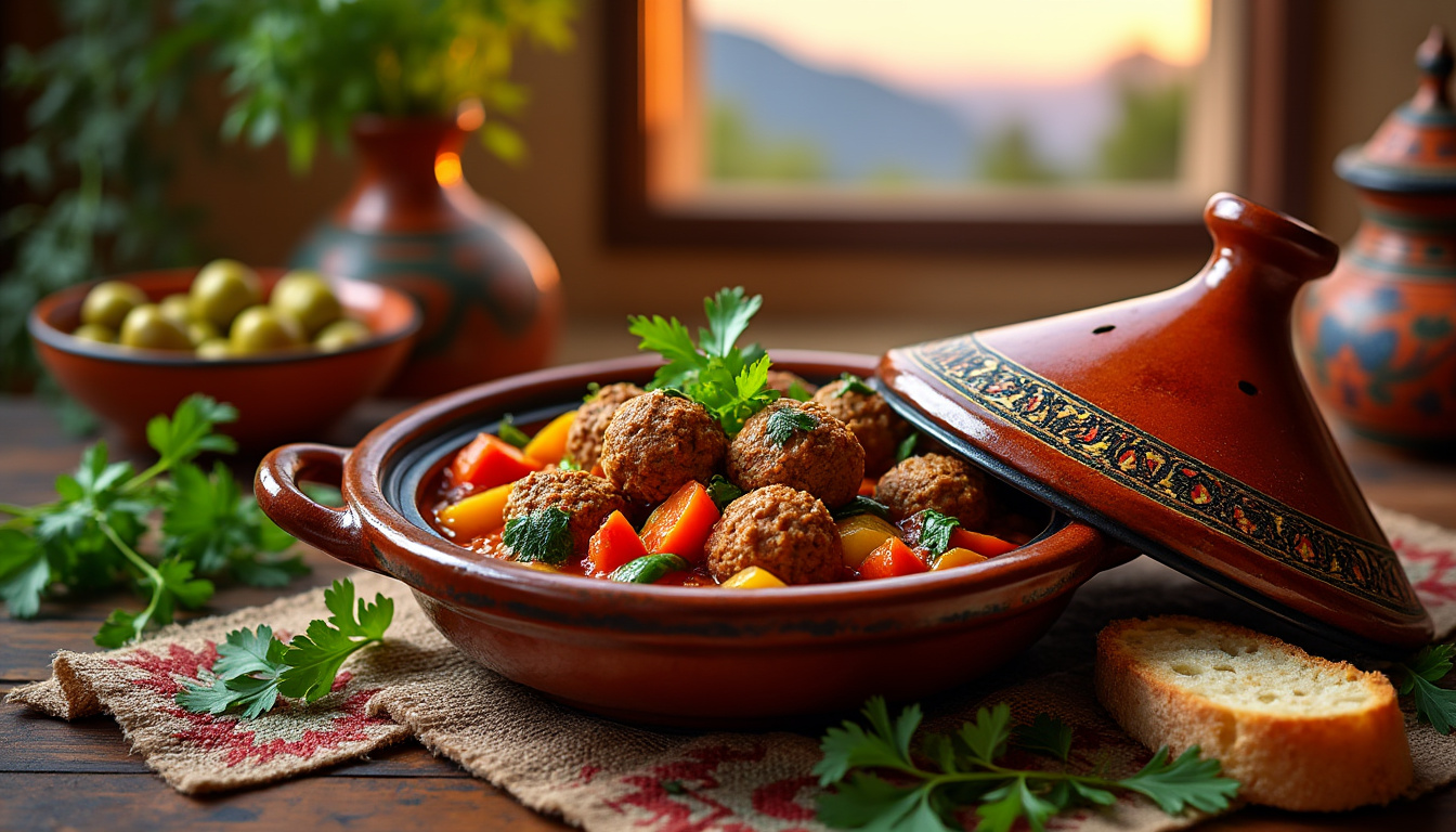 découvrez notre délicieuse recette de tajine de kefta aux légumes méditerranéens halal. un plat savoureux alliant viande hachée épicée et légumes frais, idéal pour un repas convivial en famille ou entre amis.
