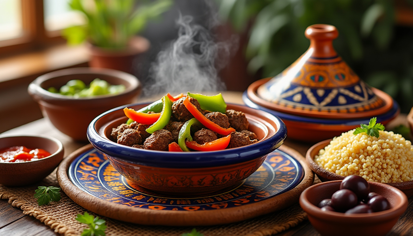 découvrez une délicieuse recette de tajine de kefta aux poivrons halal, un plat savoureux aux épices envoûtantes. parfait pour régaler vos convives, ce tajine allie la tendresse de la viande hachée aux saveurs des poivrons colorés. idéal pour un repas convivial, suivez notre guide pas à pas pour réaliser ce classique de la cuisine marocaine.