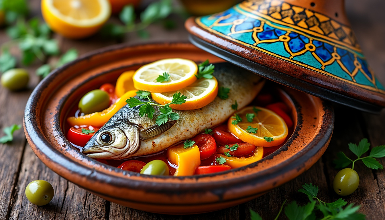 découvrez notre délicieuse recette de tajine de poisson aux agrumes, un plat halal savoureux et plein de fraîcheur. parfait pour une repas en famille ou entre amis, ce tajine allie le goût du poisson aux notes acidulées des agrumes pour une expérience culinaire inédite.