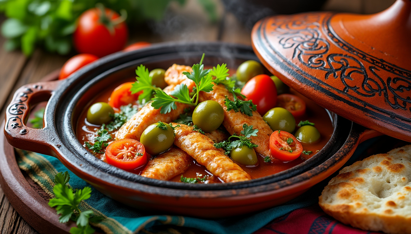 découvrez une délicieuse recette de tajine de poisson aux olives halal, alliant saveurs méditerranéennes et épices parfumées. préparez ce plat savoureux pour une expérience culinaire inoubliable.