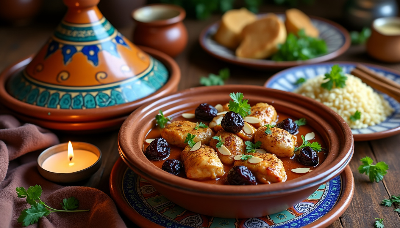 découvrez notre délicieuse recette de tajine de poulet aux amandes et pruneaux, un plat halal savoureux qui allie tendreté et parfums exotiques. parfait pour un repas en famille ou entre amis, ce tajine saura émerveiller vos convives avec ses ingrédients riches et sa cuisson lente. suivez nos instructions simples pour une expérience culinaire inoubliable.