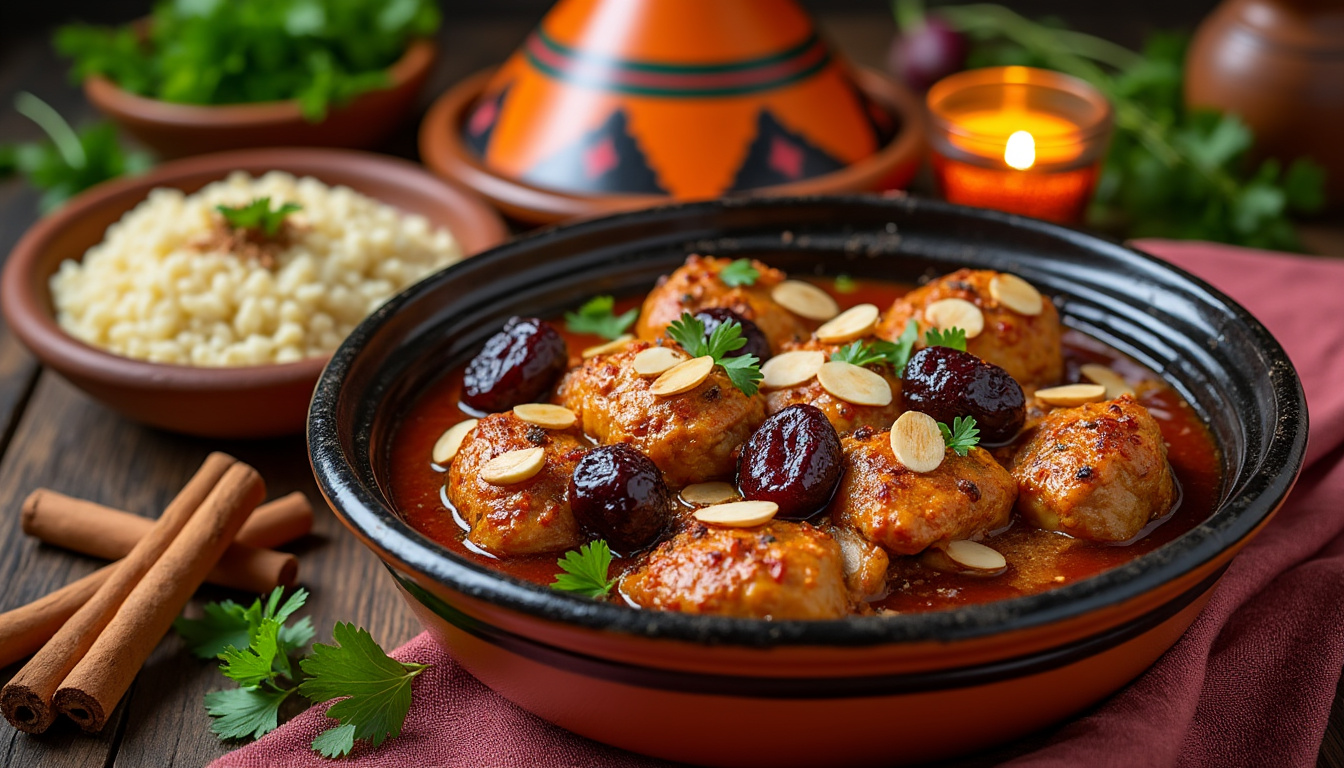 découvrez notre délicieuse recette de tajine de poulet aux amandes et pruneaux halal. savourez un plat traditionnel riche en saveurs, parfait pour vos repas en famille ou entre amis. idéal pour toutes les occasions, ce tajine allie tendreté du poulet et douceur des fruits secs.