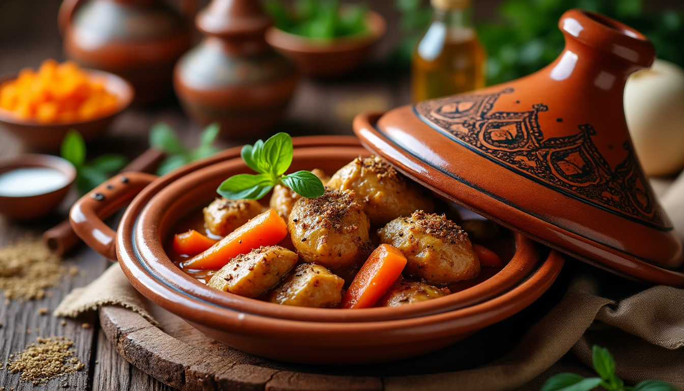 découvrez notre délicieuse recette de tajine de poulet aux carottes et cumin, préparée selon les traditions halal. parfaite pour un repas réconfortant, cette recette allie saveurs épicées et tendreté du poulet, pour un plat plein de chaleur et de convivialité.