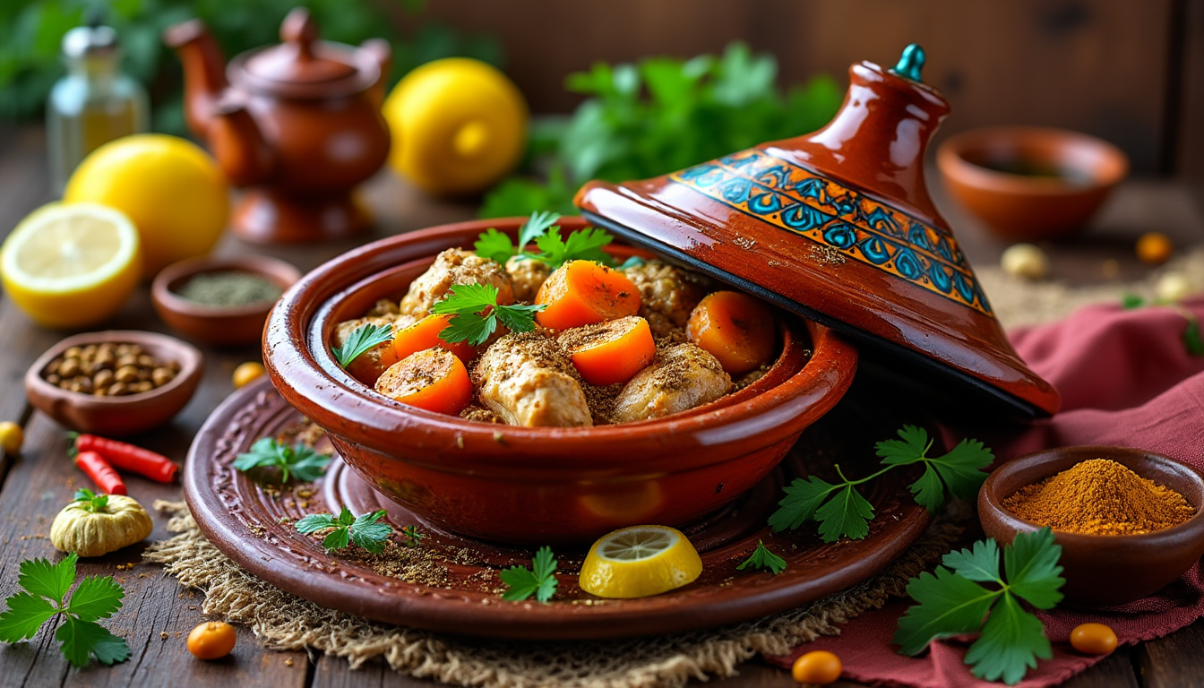découvrez notre délicieuse recette de tajine de poulet aux carottes et cumin, une préparation halal savoureuse qui ravira vos papilles. facile à réaliser, ce plat marocain traditionnel combine des saveurs authentiques et des ingrédients frais pour un repas convivial et réconfortant.