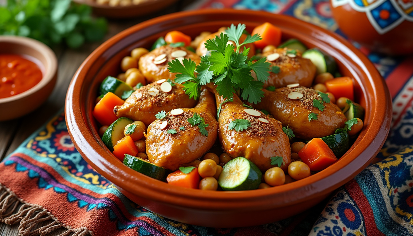 découvrez une délicieuse recette de tajine de poulet aux épices et légumes halal, idéale pour un repas convivial. savourez la tendreté du poulet cuisiné lentement avec des épices parfumées et des légumes frais. parfaite pour régaler vos proches !