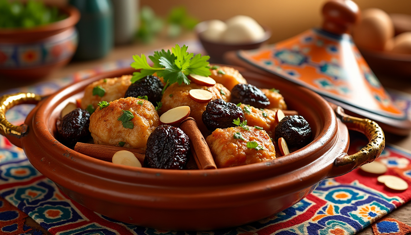 découvrez notre délicieuse recette de tajine de poulet aux pruneaux et à la cannelle, un plat halal savoureux qui allie tendreté du poulet et douceur des pruneaux. idéal pour vos repas en famille, ce tajine répand des saveurs envoûtantes et réchauffe le cœur. suivez nos étapes simples pour réaliser ce plat traditionnel et épatez vos invités !
