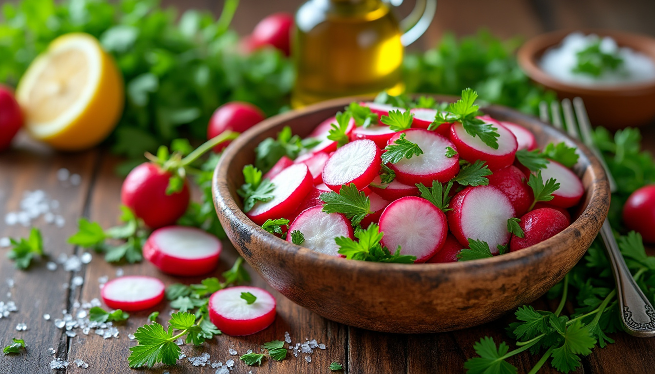 découvrez nos astuces pour préparer une salade de radis et herbes fraîches halal, délicieuse et rafraîchissante. idéale pour accompagner vos repas, cette recette simple met en valeur la saveur croquante des radis et l'arôme des herbes. parfaite pour vos pique-niques et repas d'été!