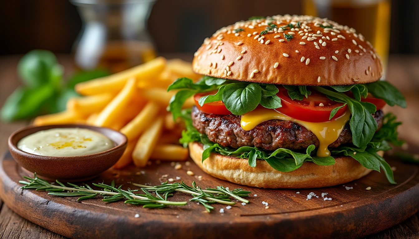 découvrez notre délicieuse recette de burger de bœuf aux herbes de provence, parfaitement halal. savourez un mélange unique de saveurs méditerranéennes dans un burger juteux et parfumé, idéal pour régaler vos convives lors de vos barbecues ou repas en famille.