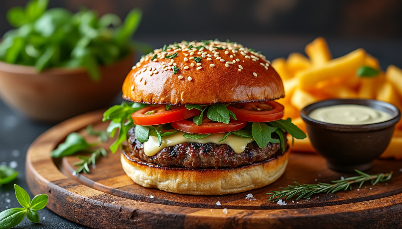 découvrez notre délicieuse recette de burger de bœuf aux herbes de provence halal, alliant saveurs méditerranéennes et recettes authentiques. idéal pour un repas savoureux et respectueux de vos choix alimentaires. facile à préparer, ce burger saura ravir toutes les papilles !
