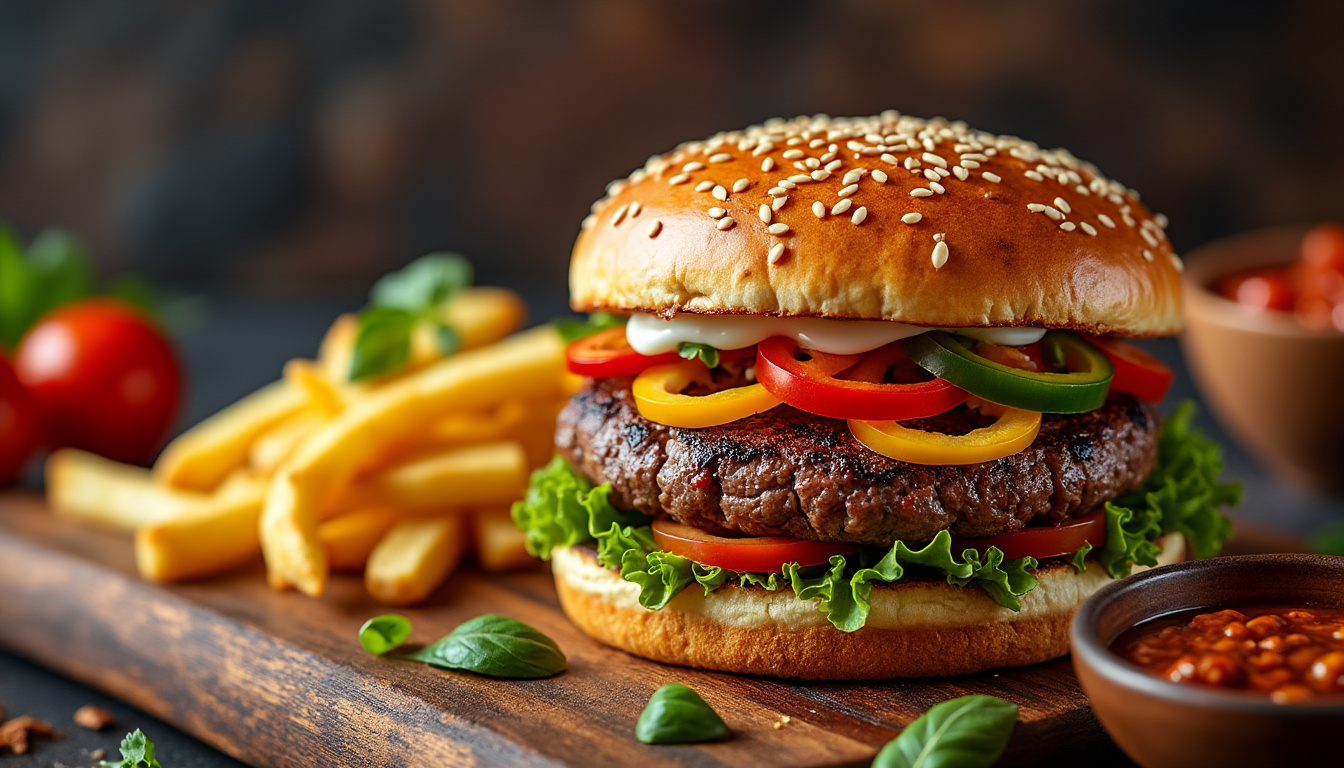 découvrez notre délicieuse recette de burger de bœuf aux poivrons halal, parfaite pour régaler vos proches. savourez un mélange audacieux de saveurs avec des ingrédients frais et de qualité. idéal pour vos soirées barbecue ou un repas convivial, ce burger est facile à réaliser et saura séduire tous les palais.