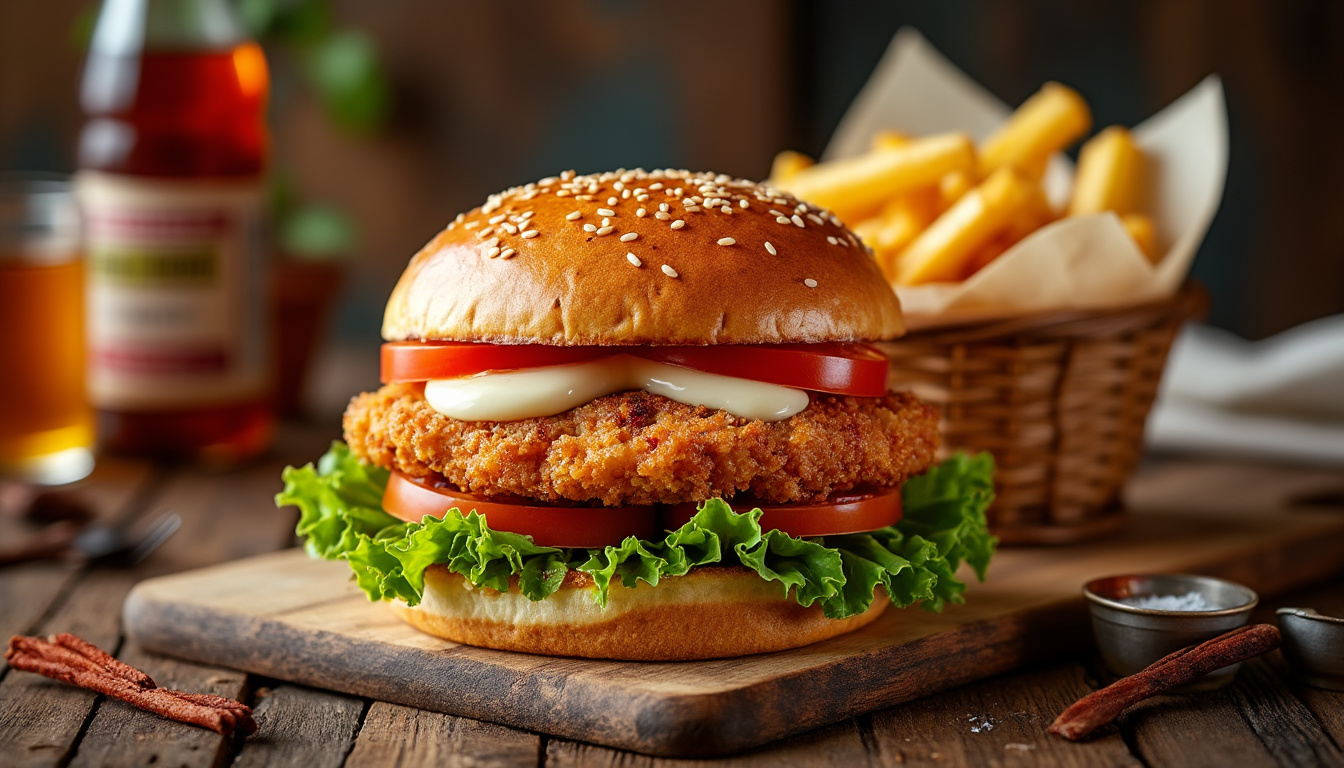 découvrez notre délicieuse recette de burger de poulet croustillant aux épices halal. un savoureux mélange de viande tendre et d'épices parfaitement dosées, idéal pour un repas convivial et gourmand. parfait pour les amateurs de cuisine halal!