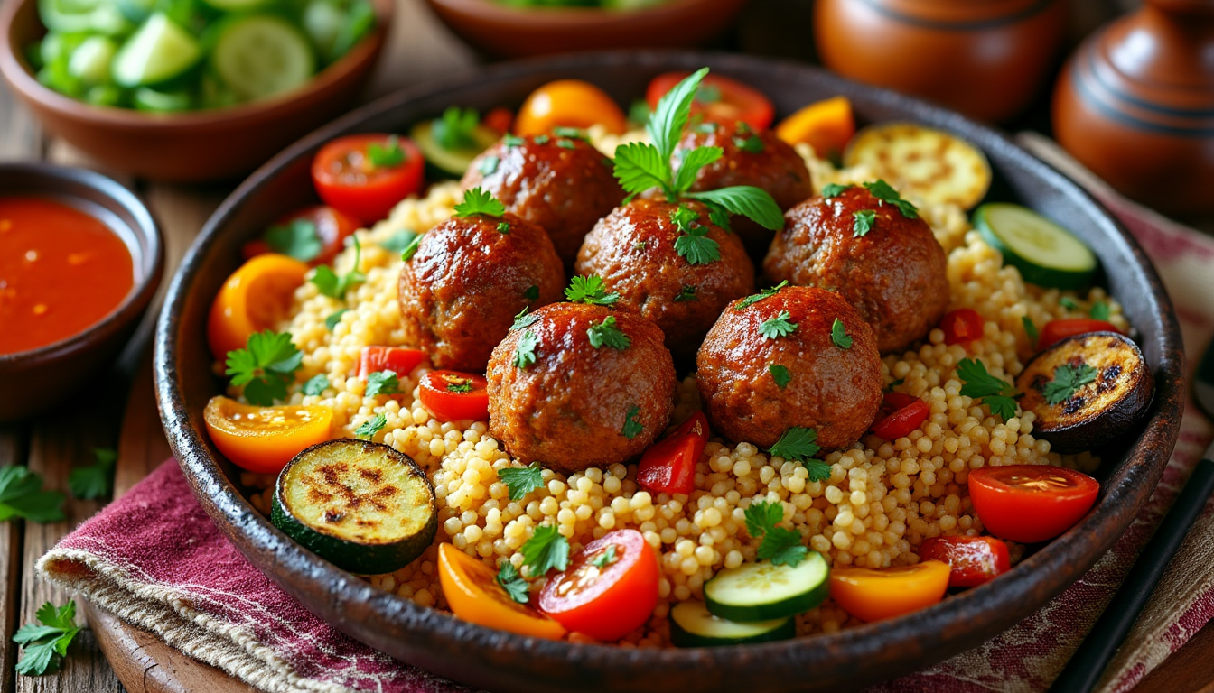 découvrez notre délicieuse recette de couscous aux boulettes de poulet épicées halal, un plat savoureux et réconfortant qui ravira vos papilles. parfait pour un repas convivial en famille ou entre amis, cette recette facile à réaliser vous permettra d'apporter une touche d'exotisme à votre table.