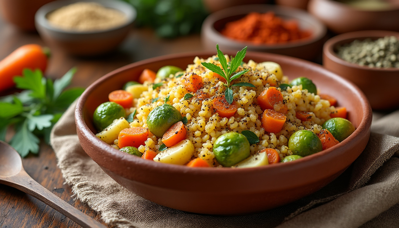 découvrez notre délicieuse recette de couscous aux légumes d’hiver, relevée d’épices halal. une expérience culinaire réconfortante et savoureuse, parfaite pour les journées froides.