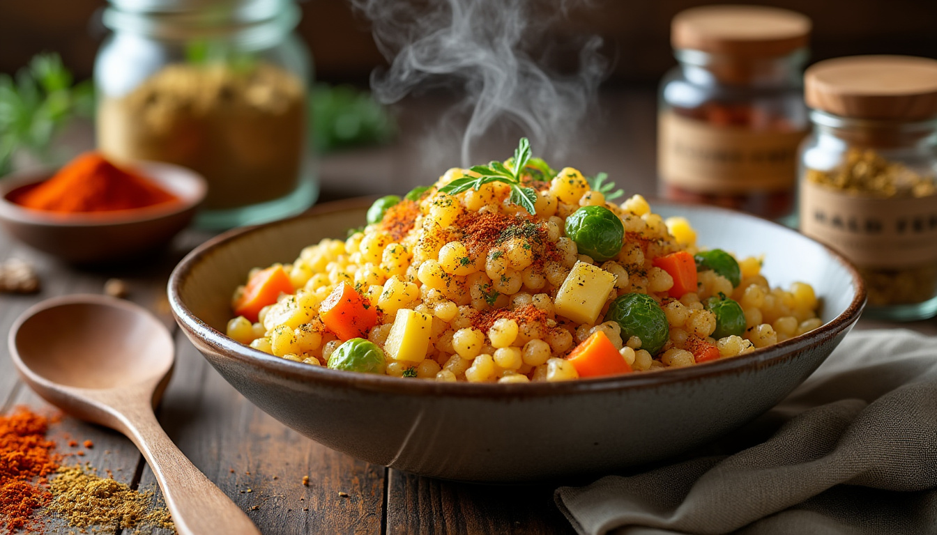 découvrez une délicieuse recette de couscous aux légumes d’hiver, généreusement parfumée aux épices halal. parfaite pour réchauffer vos repas d'hiver, cette recette savoureuse allie le goût des légumes de saison à des épices exotiques, offrant une expérience culinaire réconfortante et saine.