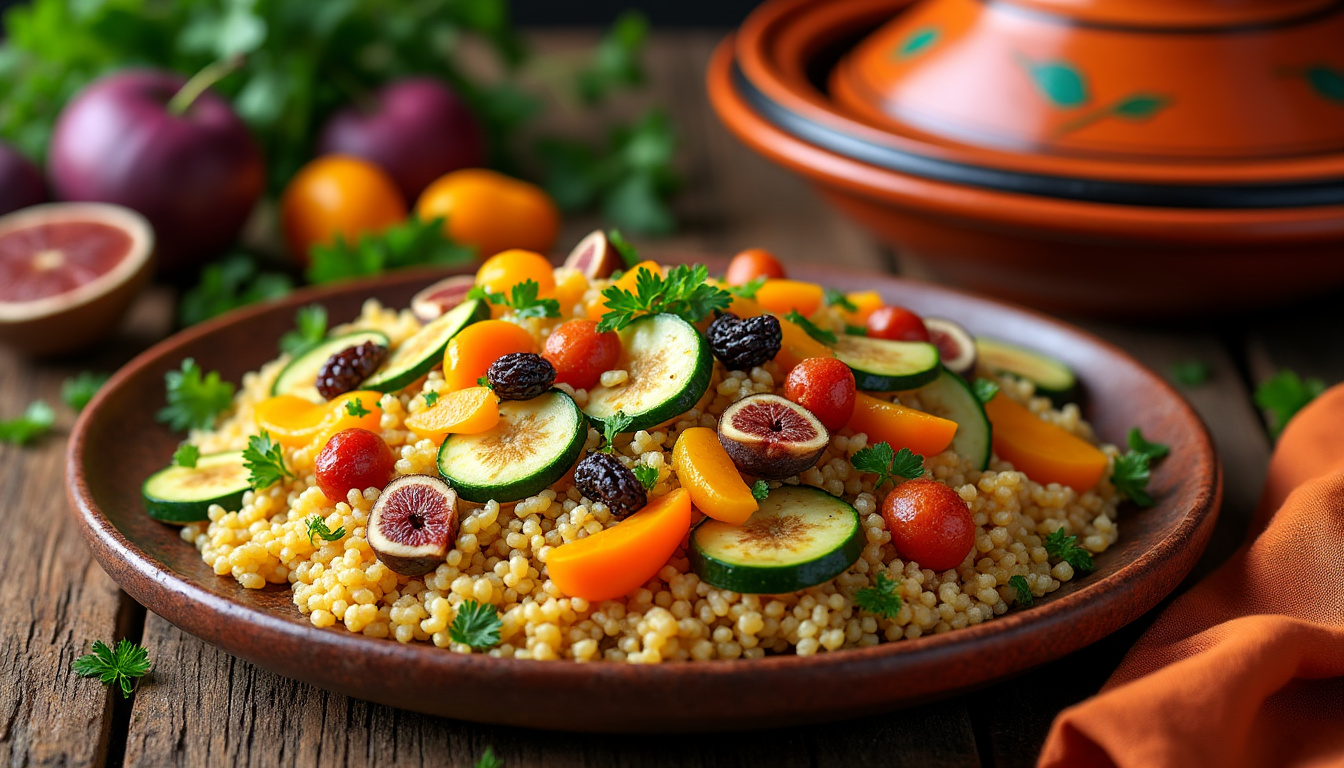 découvrez notre délicieuse recette de couscous aux légumes et fruits secs halal. un plat savoureux et réconfortant, parfait pour vos repas en famille ou entre amis. éveillez vos papilles avec des ingrédients frais et une touche d'épices!