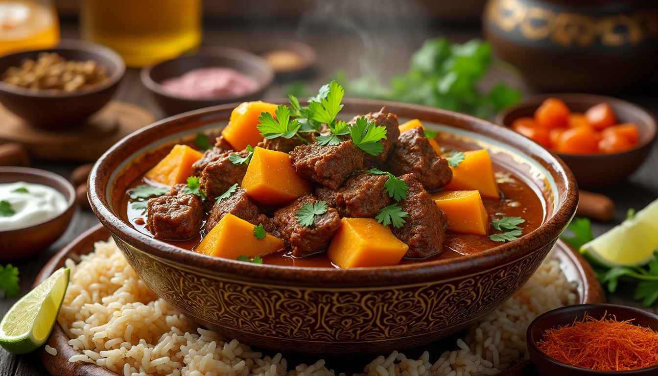 découvrez notre délicieuse recette de curry de bœuf aux patates douces halal, un plat savoureux alliant tendreté de la viande, douceur des patates et épices parfumées. idéal pour un repas réconfortant en famille ou entre amis, ce curry va ravir vos papilles tout en respectant vos valeurs.