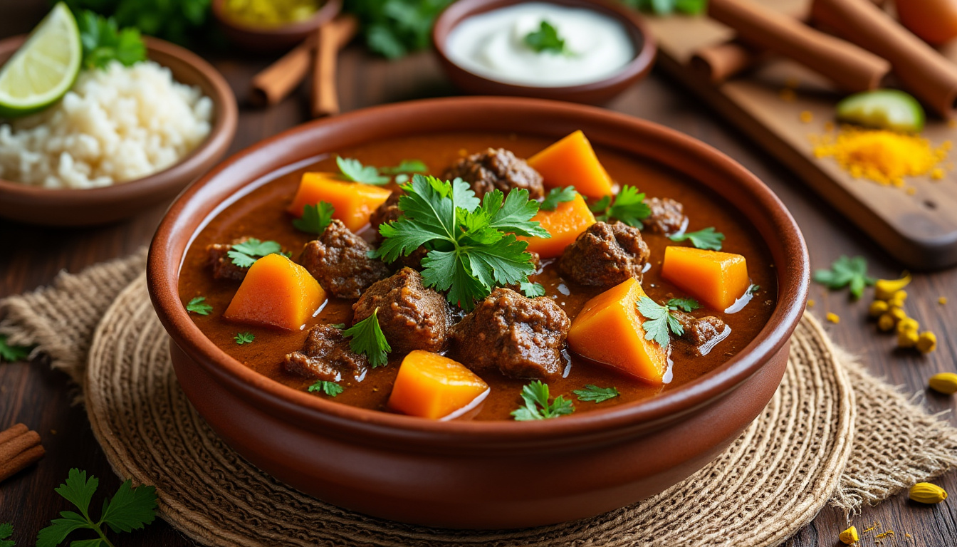 découvrez notre savoureuse recette de curry de bœuf aux patates douces halal, parfaite pour régaler toute la famille. ce plat réconfortant allie tendreté du bœuf et douceur des patates, le tout sublimé par des épices envoûtantes. idéal pour un dîner convivial, suivez nos étapes simples pour réaliser ce délice plein de saveurs.