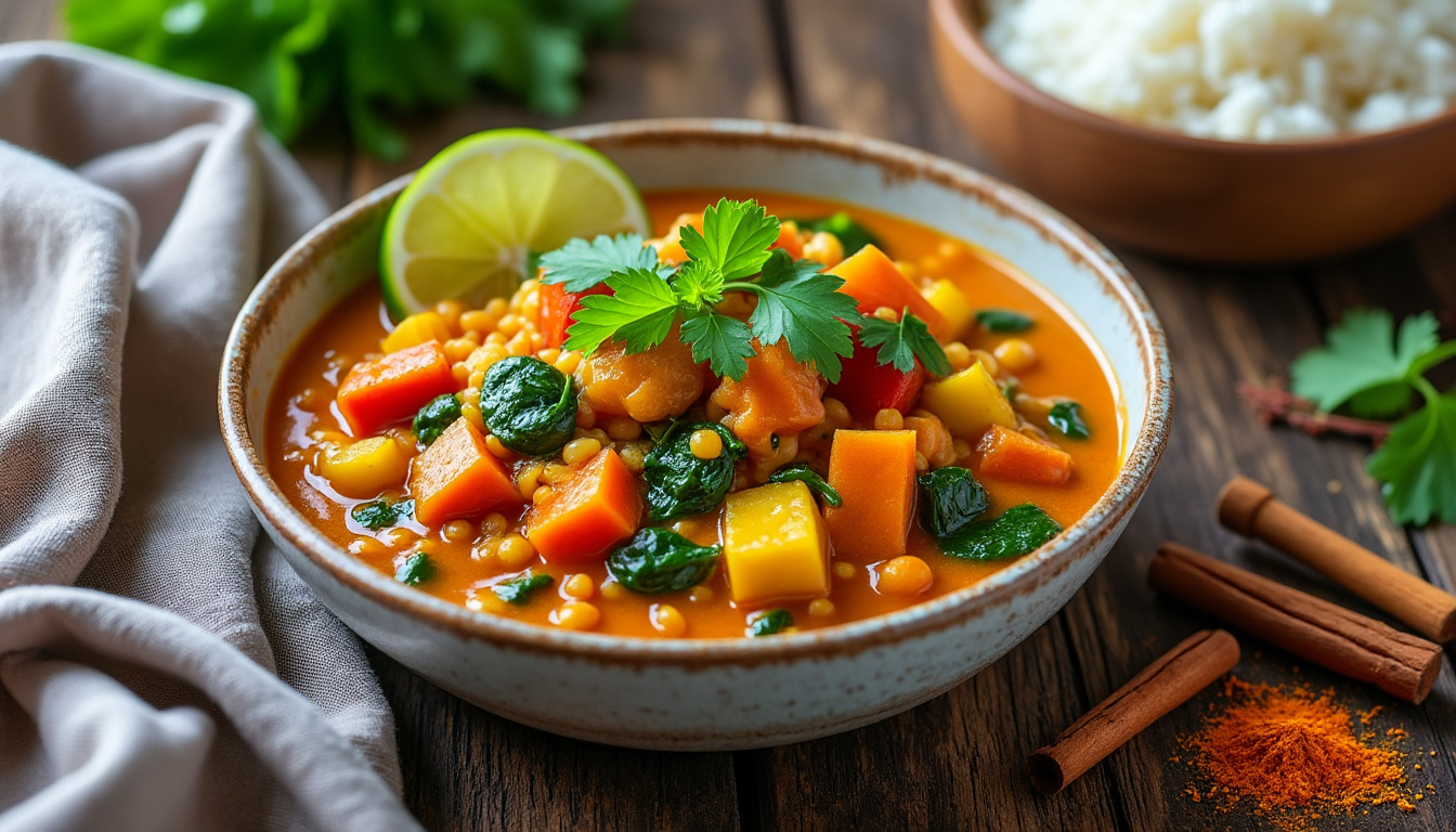 découvrez notre savoureuse recette de curry de légumes aux lentilles corail, un plat halal riche en saveurs et en couleurs. parfait pour régaler vos convives tout en apportant une touche saine et végétale à votre table.