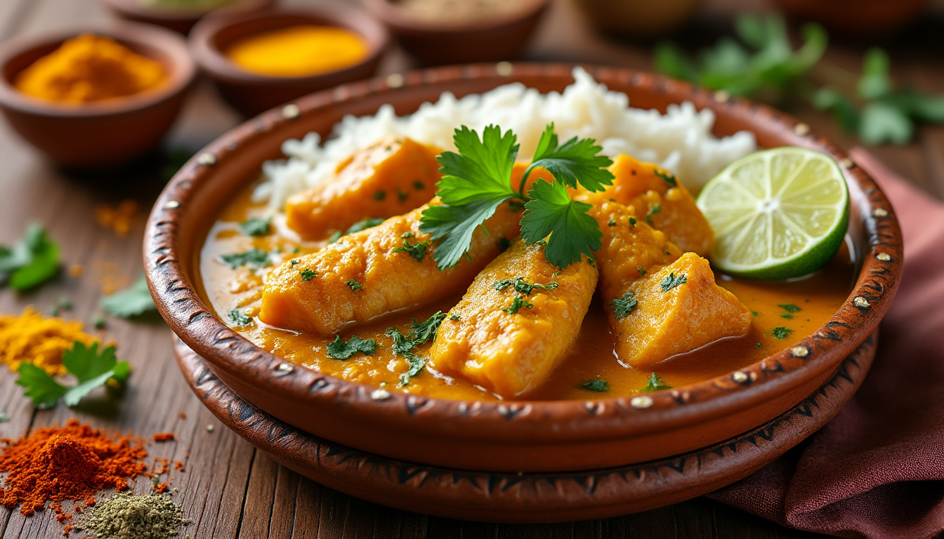 découvrez notre délicieuse recette de curry de poisson aux épices douces halal. un plat savoureux et parfumé qui ravira vos papilles et celles de vos invités. facile à préparer, ce curry vous transporte en inde avec ses arômes envoûtants. parfait pour un repas convivial en famille ou entre amis.