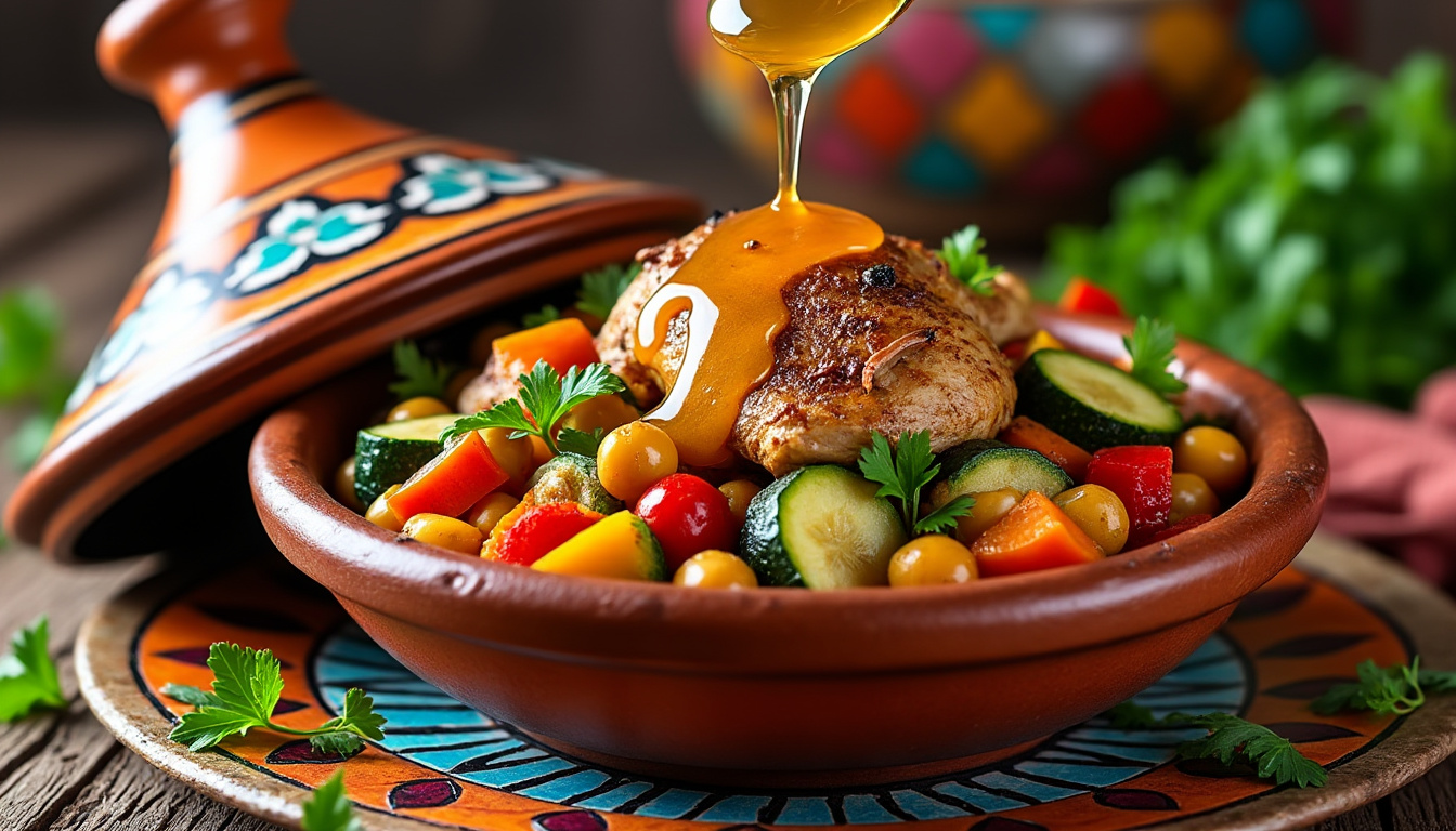 découvrez notre délicieuse recette de tajine de dinde aux légumes et au miel halal. un plat savoureux et réconfortant, parfait pour un repas en famille. facile à préparer, il ravira vos convives avec ses arômes envoûtants et ses ingrédients frais.