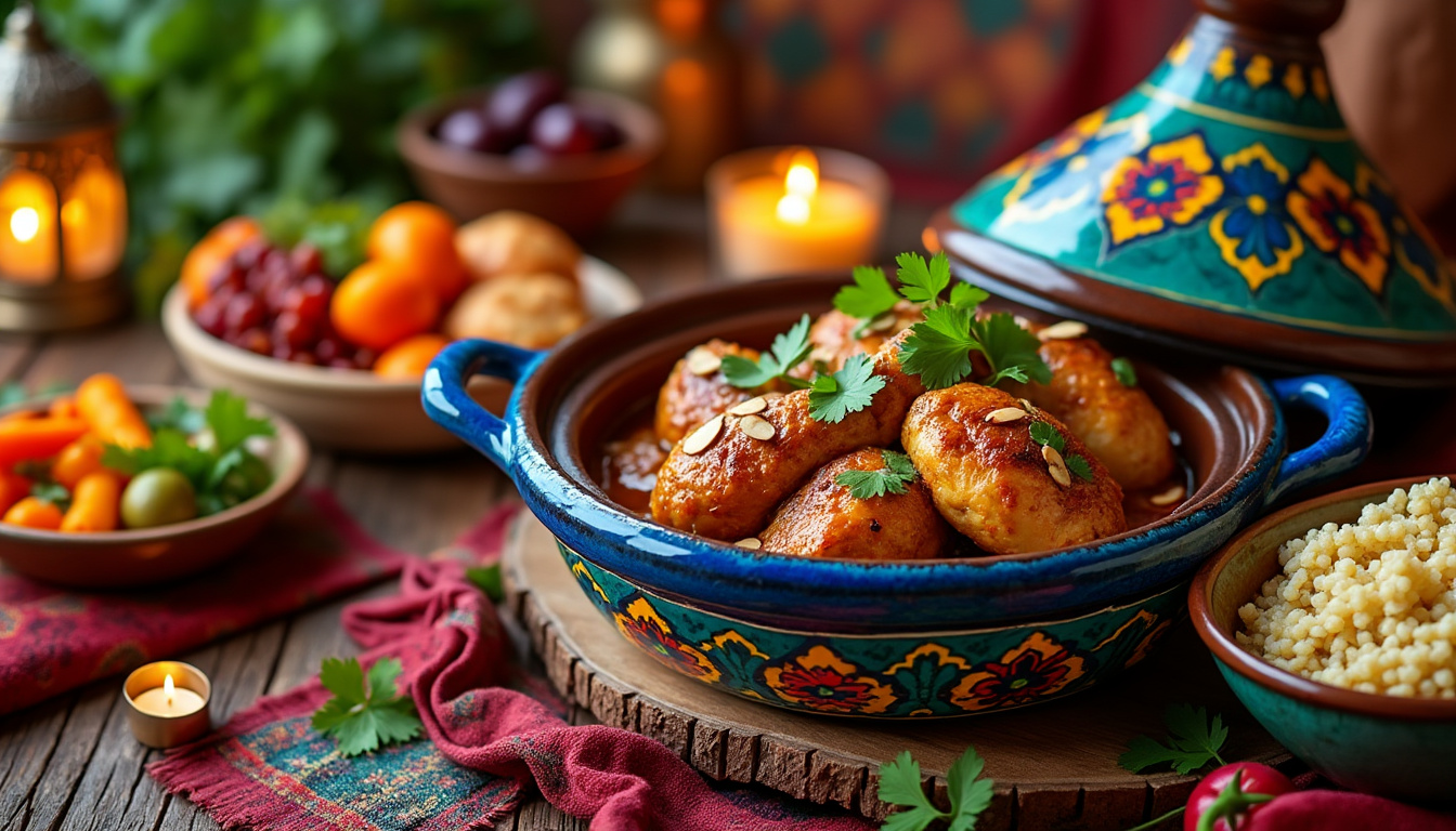 découvrez notre délicieuse recette de tajine de poulet aux raisins et à la cannelle, alliant saveurs sucrées et salées. parfaite pour un repas halal authentique, cette recette facile à réaliser ravira vos convives et illuminera vos tables. plongez dans un voyage culinaire aux parfums orientaux!